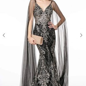 Elegant black dress with attachable sleeves 185 or best offer